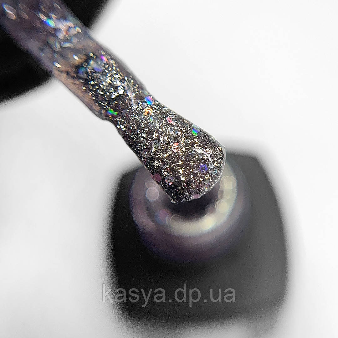 Гель лак Baby Moon Dance Diamond Gel polish №16, 6 мл сріблясто-бежевий з різнокольоровим глітером, фото 1