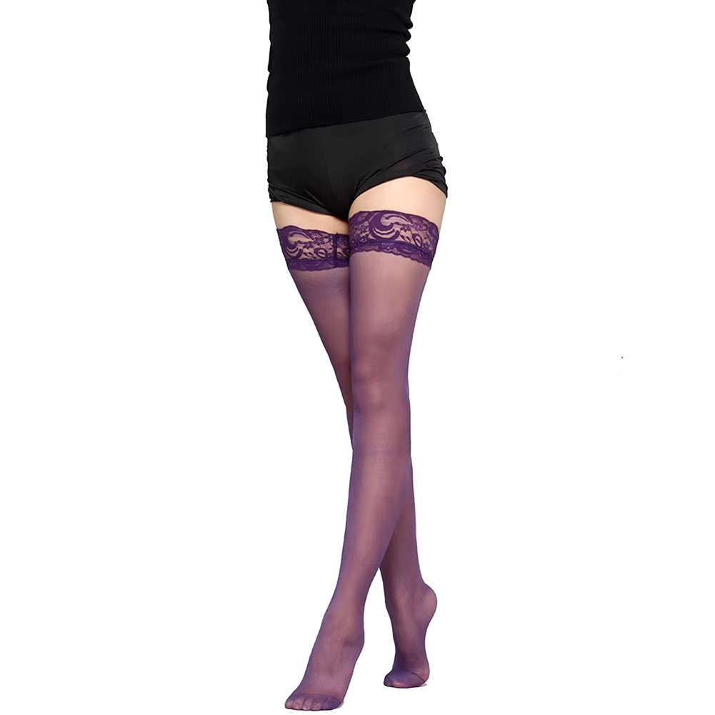 Панчохи фіолетові мереживні, фото 1