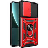 Противоударный чехол для Xiaomi Redmi Note 13 Pro 5G КРАСНЫЙ Чохол з підставкою і шторкою редмі нот 13 про 5г, фото 4