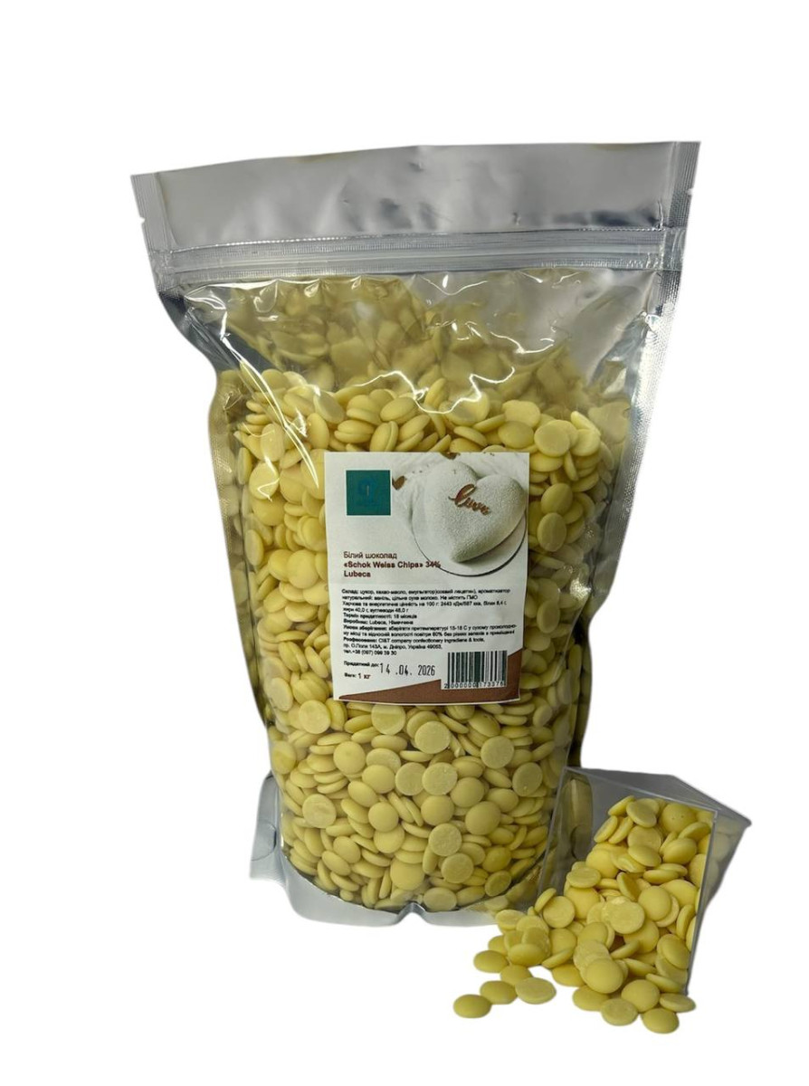 Білий шоколад "SCHOK WEISS CHIPS" 34% Lubeca (1 кг)