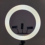 Кільцева RGB LED лампа для селфі з тримачем на 3 телефони та кріпленням під штатив Soft Ring Light -MJ-45., фото 4