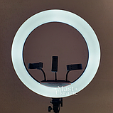 Кільцева RGB LED лампа для селфі з тримачем на 3 телефони та кріпленням під штатив Soft Ring Light -MJ-45., фото 5