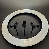 Кільцева RGB LED лампа для селфі з тримачем на 3 телефони та кріпленням під штатив Soft Ring Light -MJ-45., фото 6