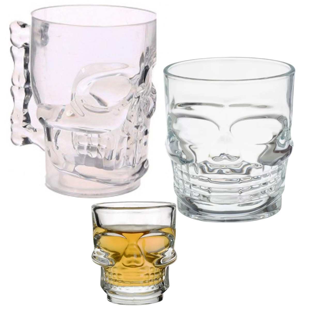 Набір келихи для пива, склянки, чарки KITUA "Череп" 18 предметів White