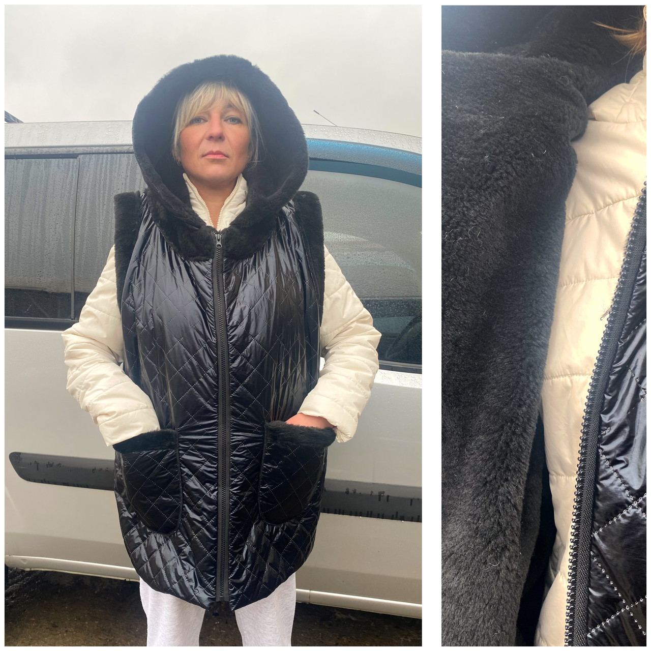 Жилетка безрукавка жіноча на овчині великі розміри з 48 по 64