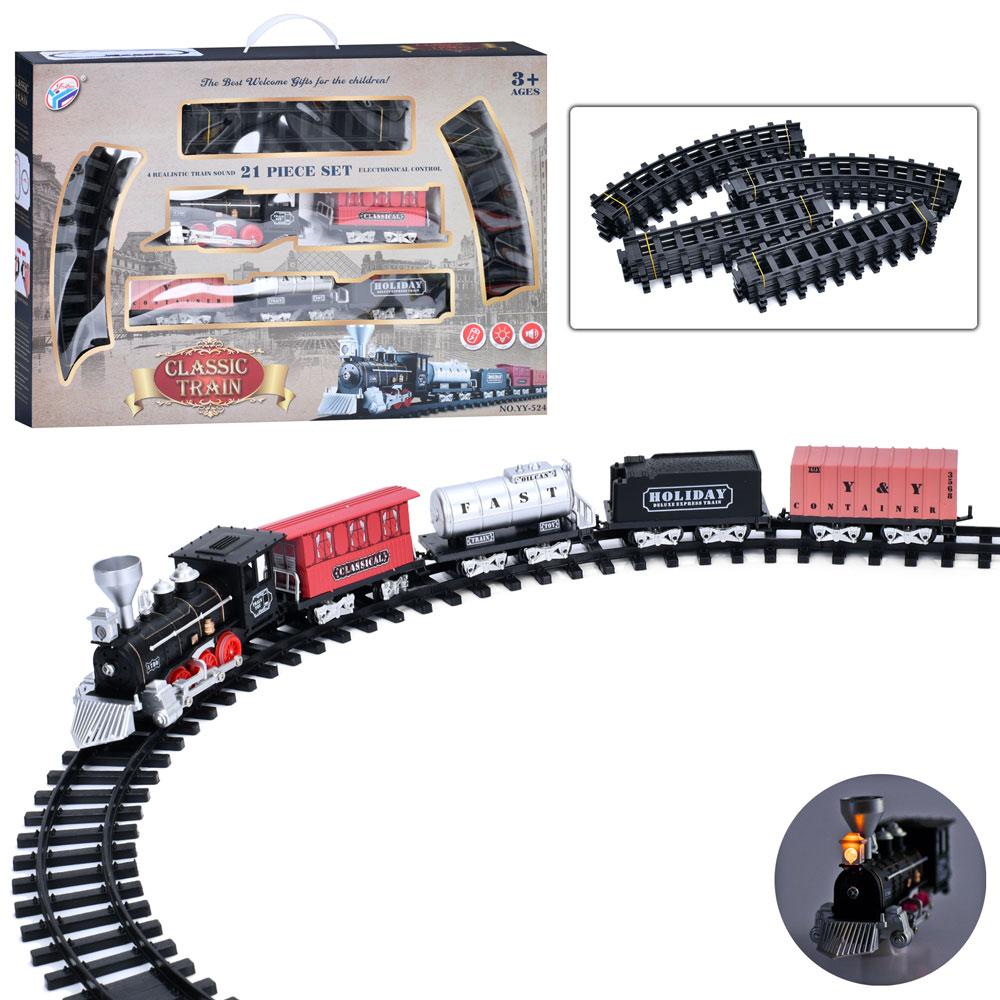 Залізниця іграшкова локомотив, 4 вагони, 21 деталь YY-524, фото 1