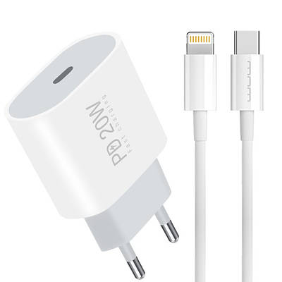 Комплект швидкого заряджання для iPhone, Адаптер живлення 20W з кабелем USB-C - Lightning