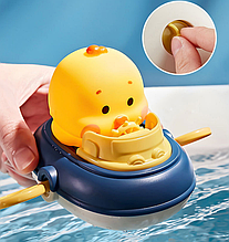 Набір дитячих іграшок для ванни сачок заводний човен гумові тваринки 688-48