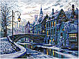 Набір для вишивання хрестиком з друкованою схемою на тканині NKF Зимовий вечір у місті FA428 14ст, фото 2