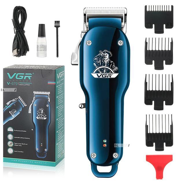Машинка для стриження волосся й бороди домашня акумуляторна бездротова з насадками 3,6,10,13 мм VGR USB 5W, фото 1