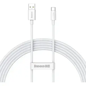Кабель Baseus Superior Series (SUPERVOOC) Cable USB to Type-C 65W 2m CAYS001002 White, фото 1