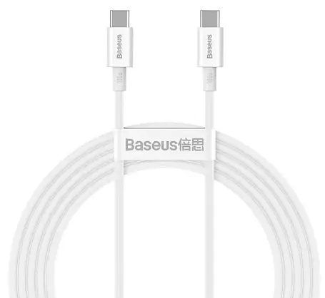 Кабель Baseus Superior Series 2 Fast Charging Cable Type-C to Type-C 100W 2m P10365200211-04 White, фото 1