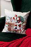 Наволочка Новорічна на подушку 45х45 см, гобелен з велюром, фото 2