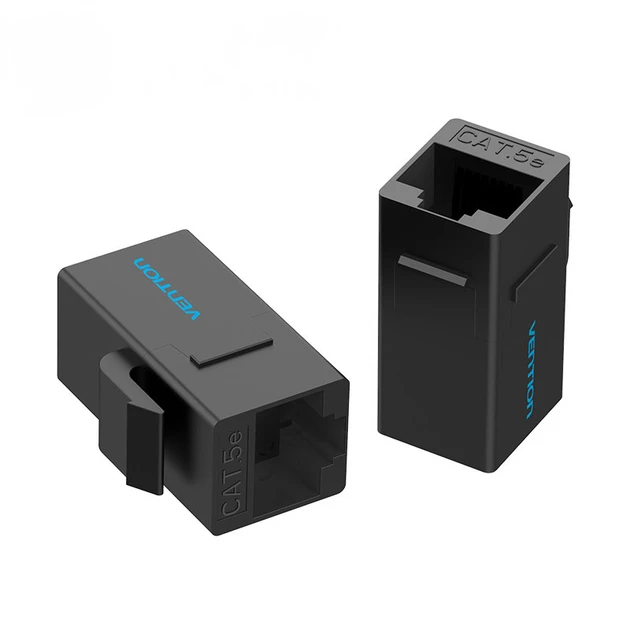 Подовжувач з'єднувач мережевого кабелю Vention Cat5E перехідник RJ45 Ethernet Black (VDD-B07-B), фото 1