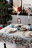 Скатертина на Новорічний стіл 135х140 см. гобеленова з велюром, фото 4