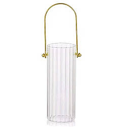 Декоративна скляна ваза для квітів із ручкою