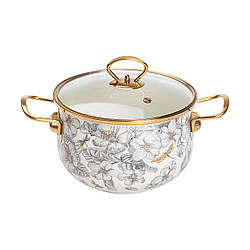 Емальована каструля об'ємом 3,5 л для газових, електричних та індукційних плит