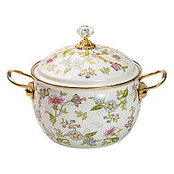 Емальована каструля об'ємом 4 літри для газових та електричних плит