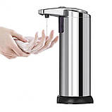 Сенсорний дозатор для рідкого мила піни настільний автоматичний 280мл безконтактний хромований, фото 2