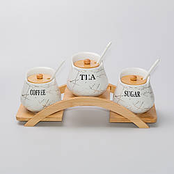 Набір з керамічної банки та ложки для чаю/кави об'ємом 500 мл.