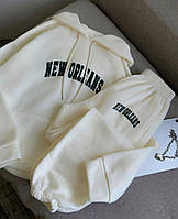 Жіночий спортивний костюм із написом оверсайз вільного крою молочний шоколадний легкий