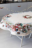 Скатертина овальна на Новорічний стіл 135 х 180 см., гобеленова, фото 3