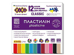 Пластилін CLASSIC 12 кольорів, 240 г, KIDS Line ZB.6233 ТМ ZiBi