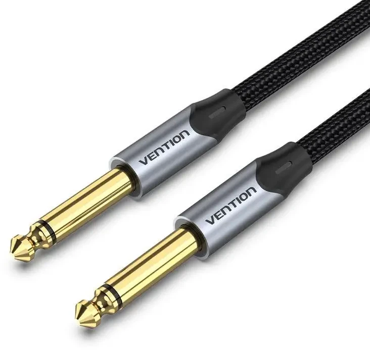 Кабель аудіо Vention 6.5 мм Jack — 6.5-мм Jack HiFi Аудіоадаптер 6.35 мм 1 м Black (BAS), фото 1