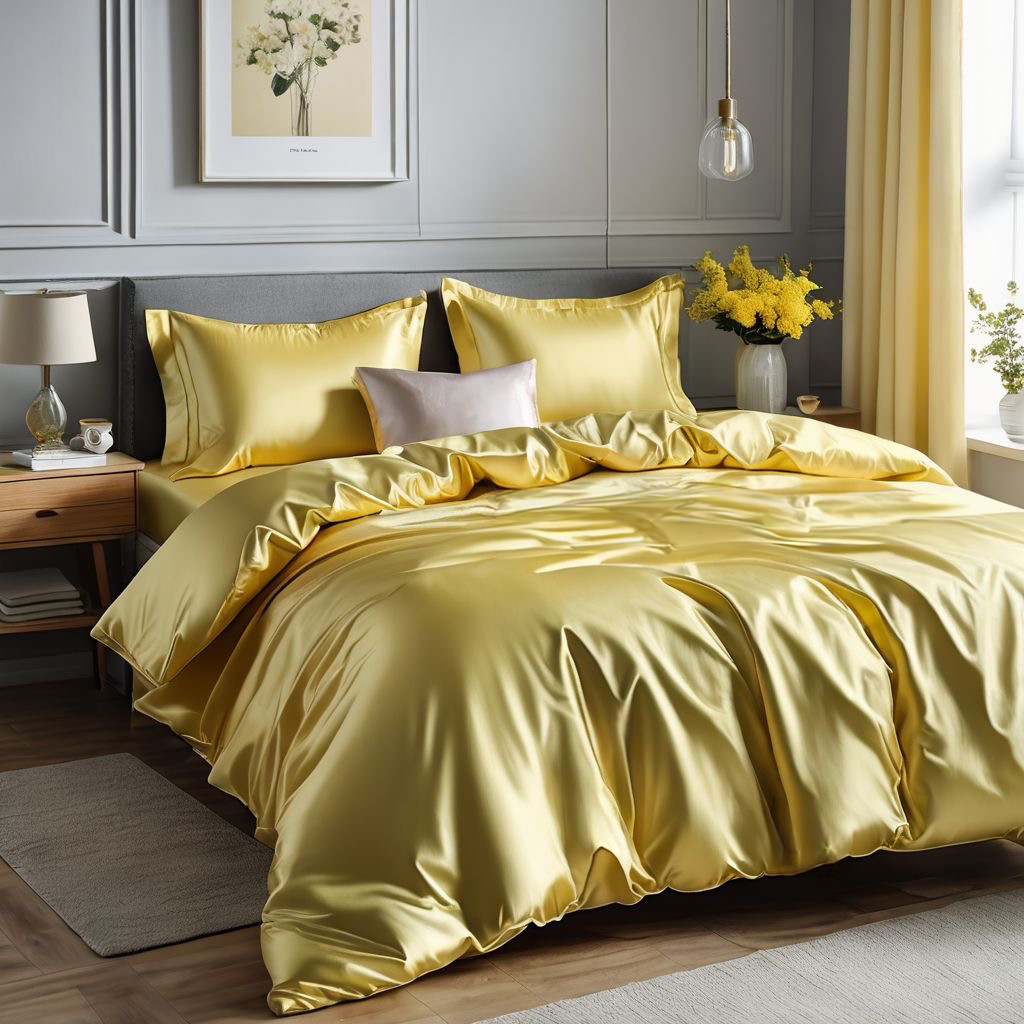 Простирадло 150х220 (Сатин Premium) | Полуторне простирадло від виробника "Королева Ночі" | Однотонний жовтий, фото 1