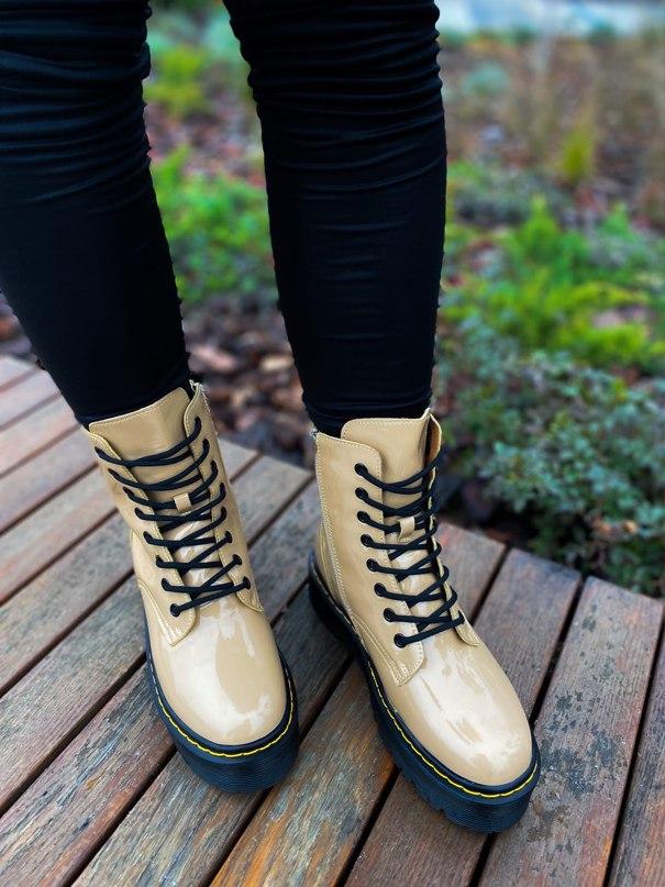 Черевики жіночі Dr. Martens Jadon Patent Beige Lacquer (з хутром) ALL02878 37, фото 1