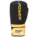 Боксерські рукавиці PowerPlay 3024 Ultra Mat Чорно-Золоті 16 унцій, фото 3