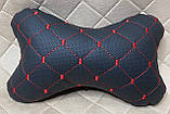 Подушка в авто під голову з Екошкіри Чорна із золотим автоподушка підголовник подушка для автомобіля під шию, фото 6