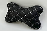 Подушка в авто під голову з Екошкіри Чорна із золотим автоподушка підголовник подушка для автомобіля під шию, фото 7