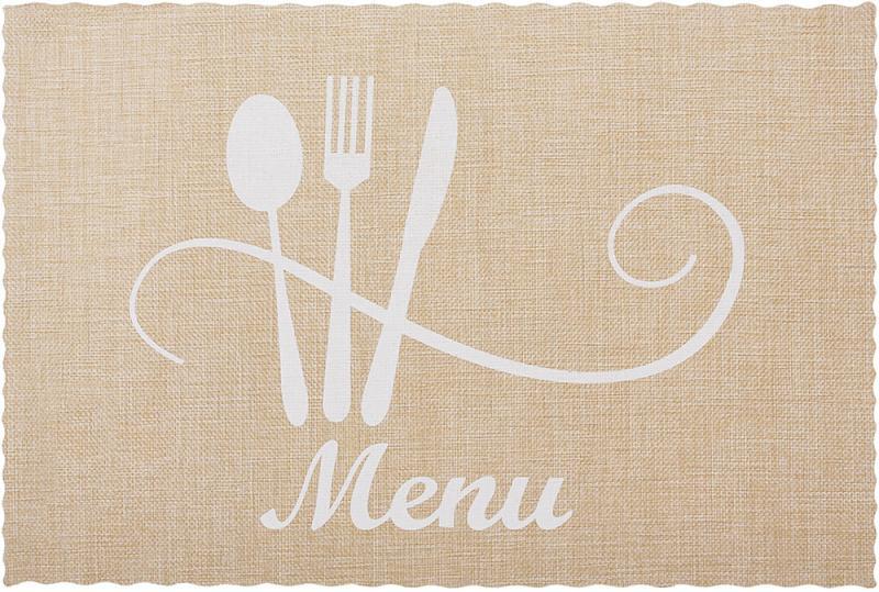 Набір 12 сервірувальних килимків Doily Menu 30х45см, плейсмат (подтарельники), пісочний, фото 1