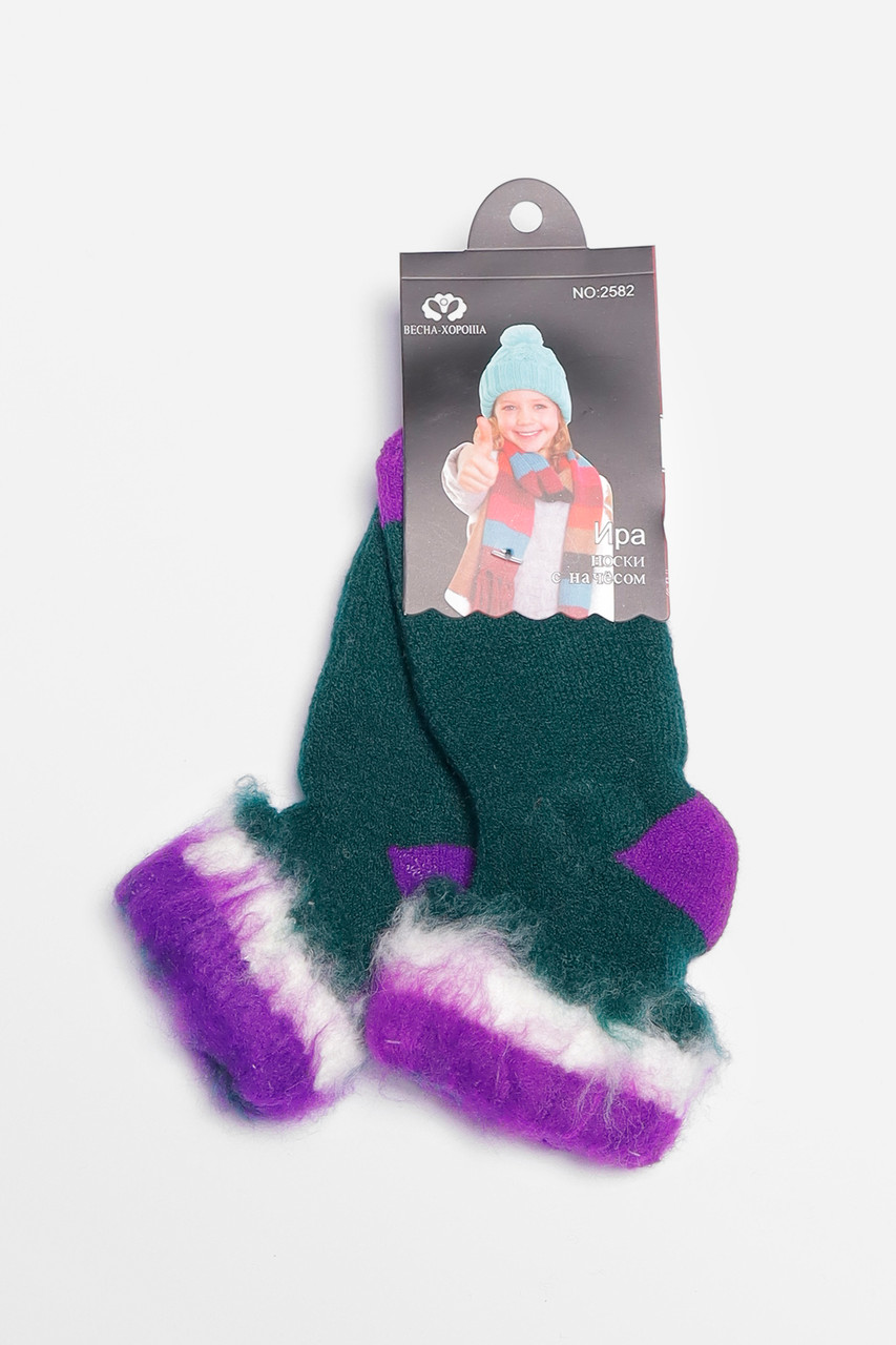 Шкарпетки дитячі з начісом зеленого кольору р.6-9 191049S, фото 1