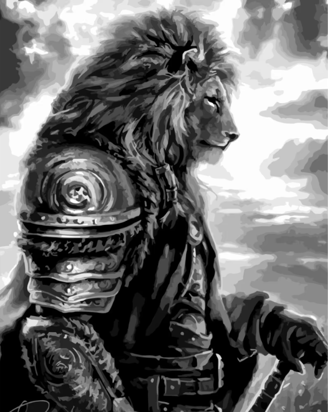 Картина Розфарбування по номерах Могутній лев 40х50см Картини в цифрах за номерами леви малювати по цифрах Strateg SY6755, фото 1