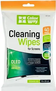 Серветка для очищення дисплея ColorWay (CW-1074) для LCD і TFT 40 шт
