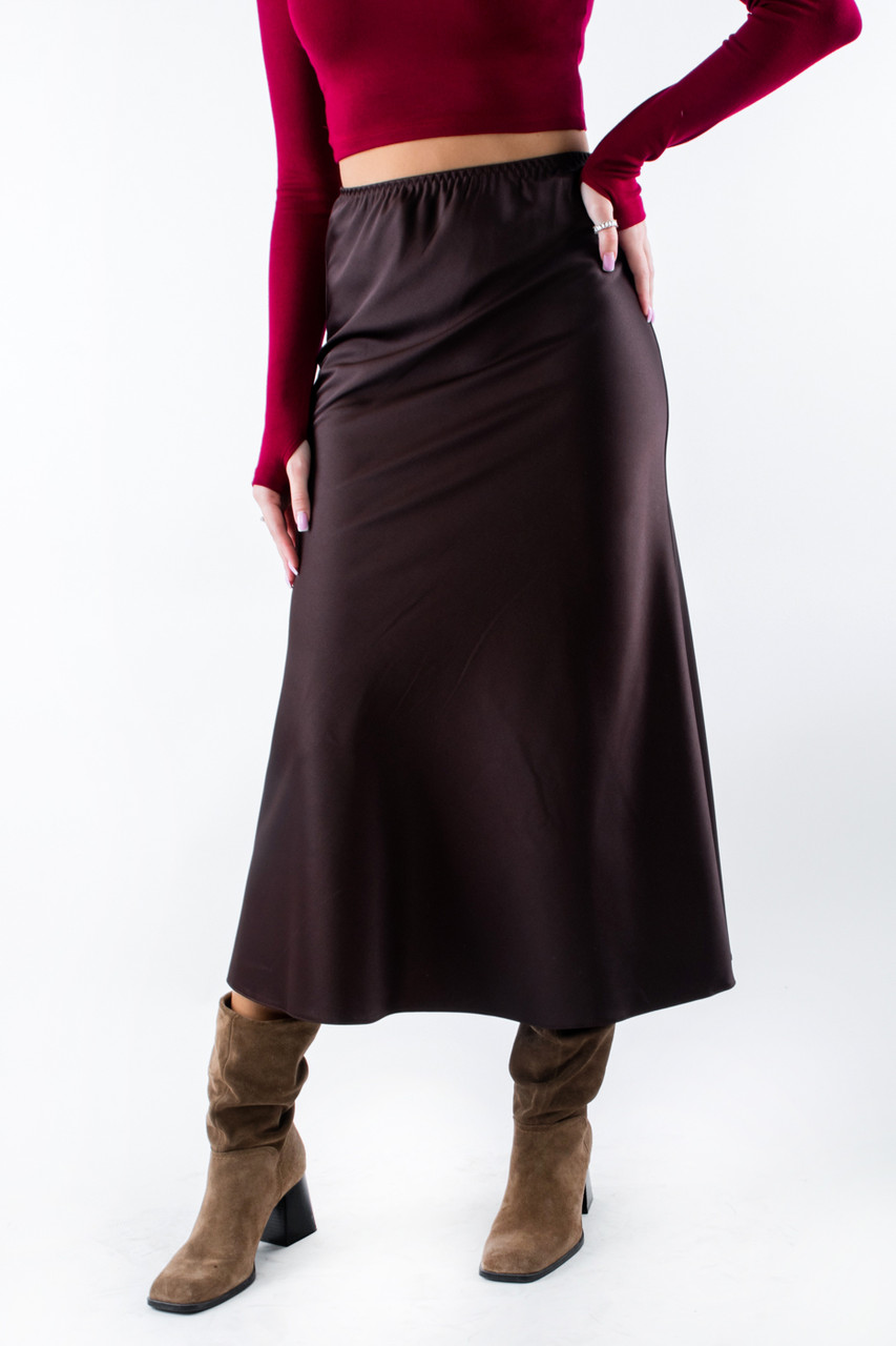 Спідниця максі в білизняному стилі коричнева 81006 (2000000137193), фото 1