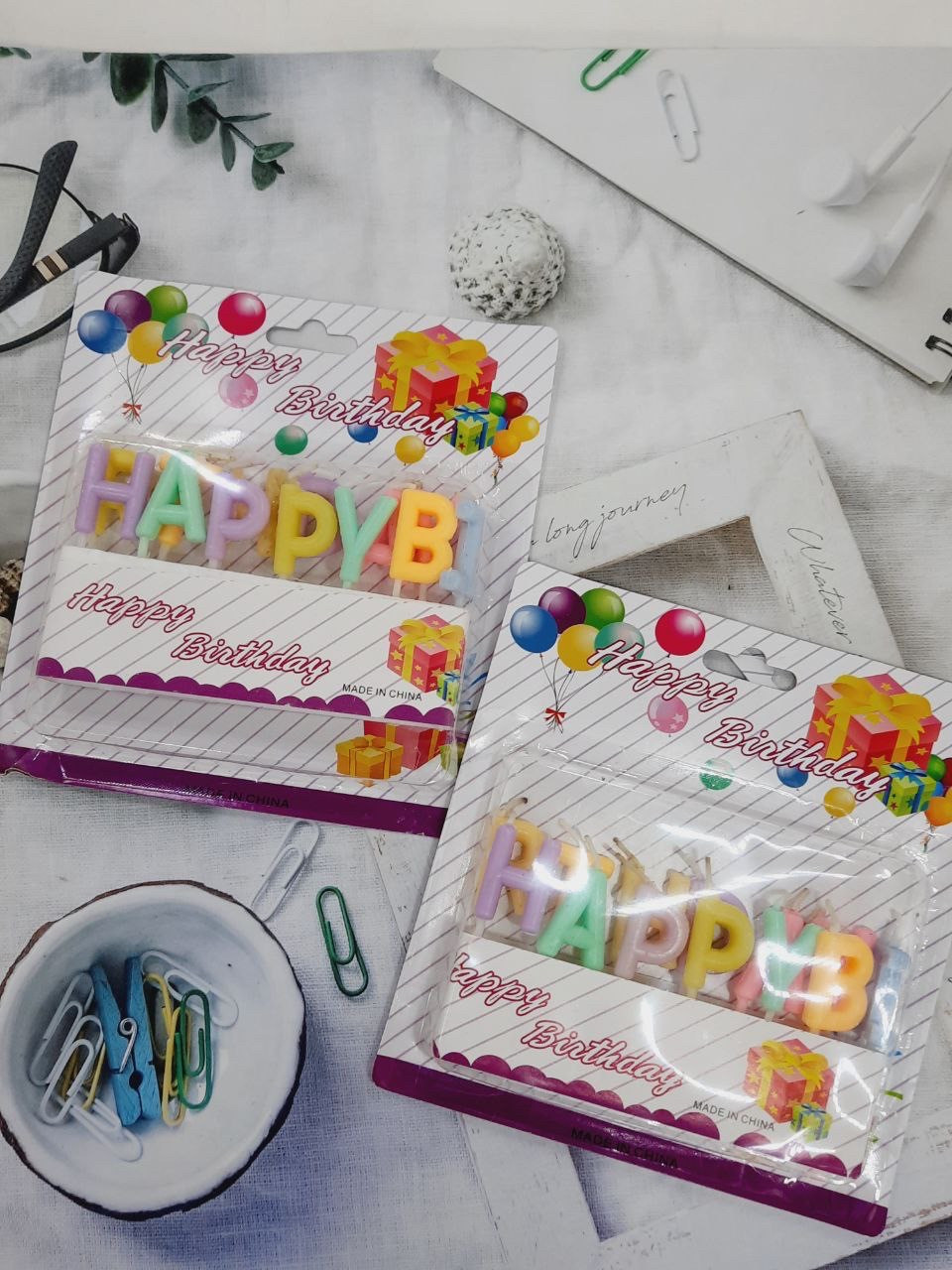Свічки в торт Happy Birtday Макарун 3 см, фото 1