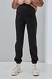 Теплі штани - джогери для вагітних трикотажні з начосом чорні M, фото 4