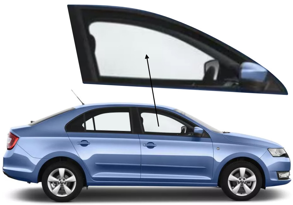 Бічне скло Skoda Rapid 2012-2019 передніх дверей праве, фото 1