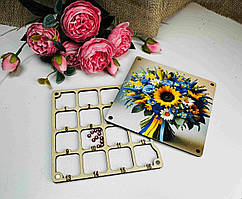 Органайзер дерев'яний для бісеру та ниток на магнітах