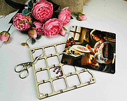 Органайзер дерев'яний для бісеру та ниток на магнітах