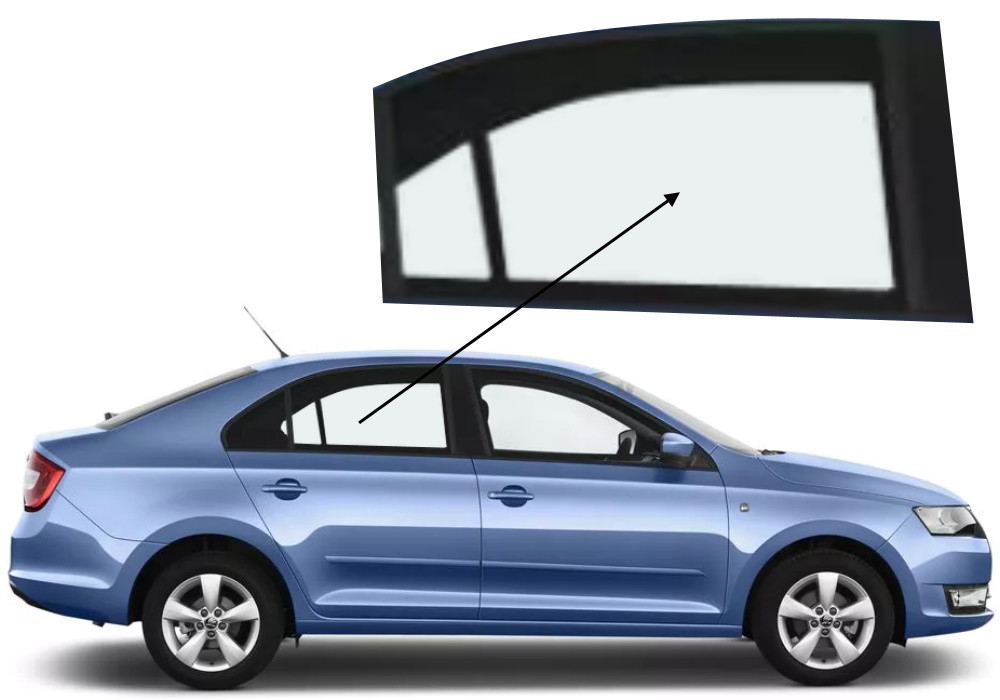 Бічне скло Skoda Rapid 2012-2019 задніх дверей праве, фото 1