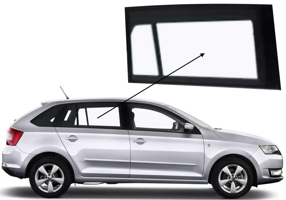 Бічне скло Skoda Rapid 2012-2019 задніх дверей праве універсал, фото 1