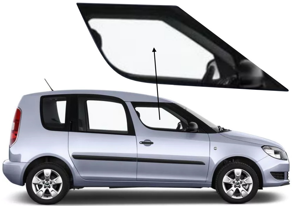 Бічне скло Skoda Roomster 2006-2015 передніх дверей праве, фото 1
