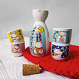 Японський традиційний набір для саке Манекі-неко (5 предметів), фото 4