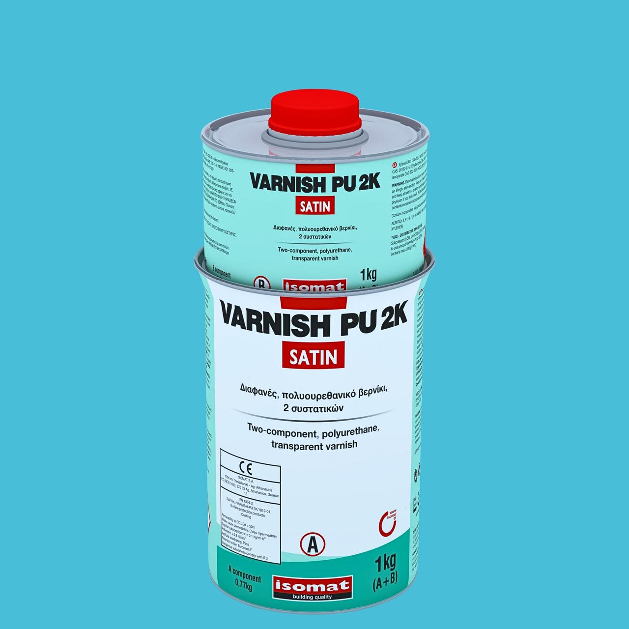 Поліуретановий лак для бетону каменю металу мікроцементу прозорий уф стійкий сатин Ізомат Varnish pu 2k
