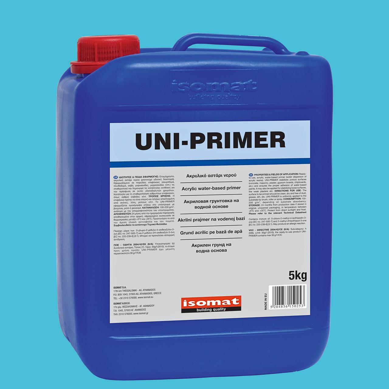 Грунтовка акрилова на водній основі для бетону стін розчинів грунт акрил зміцнююча Ізомат Юні праймер