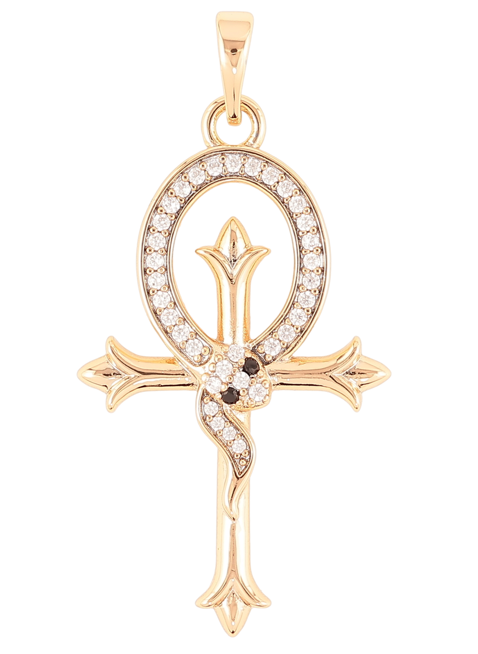 Кулон Xuping Позолота 18K "Хрест з цирконієм і змієм» для ланцюжка до 6мм